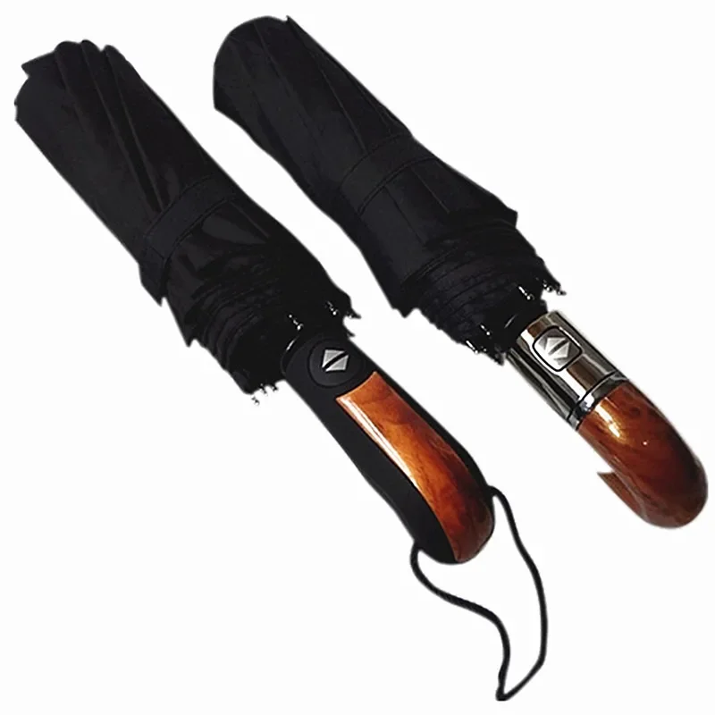 Golf Umbrella Large - Luxuriöser umgekehrter Regenschirm für Herren, Holzgriff,