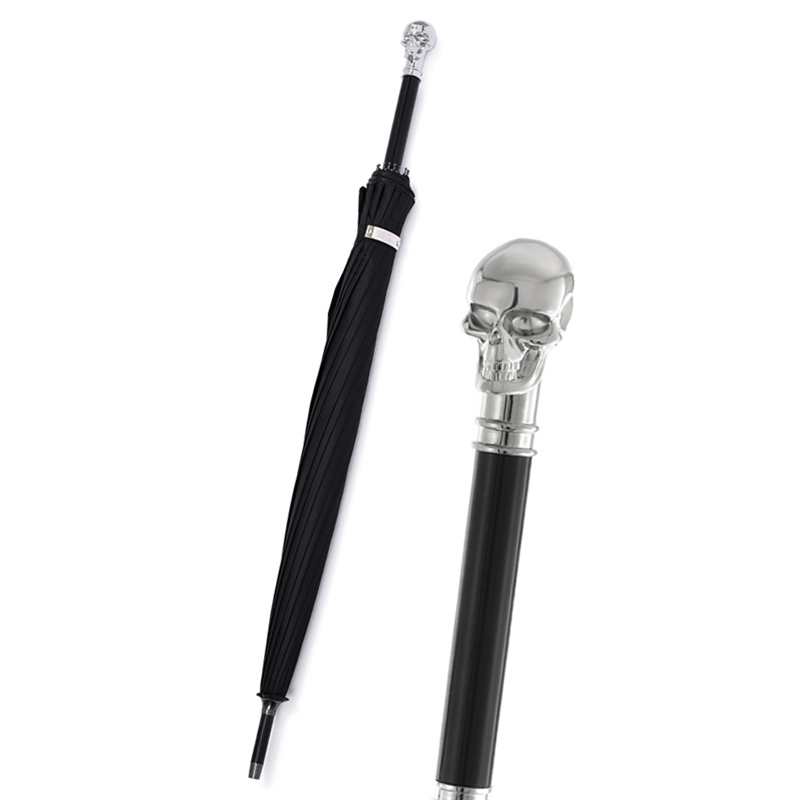 Golf Umbrella Large - Silberner Totenkopf-Regenschirm, luxuriöser Sonnenschirm mit langem